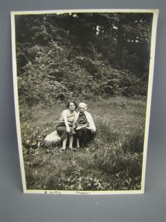 Antique Photograph Mom Daughter Sit at Rocky Glen