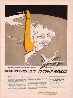 1960 Pan Am Grace Panagra DC 8 Jet to South America Ad