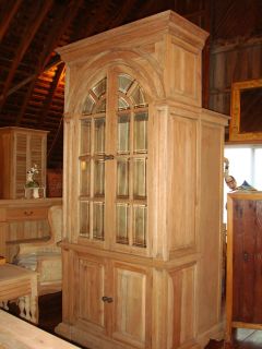 Reclaimed Solid Mahogany Lighted Display China Cabinet Bookcase Curved
