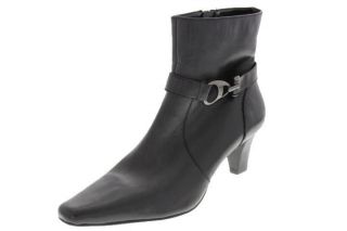 Anne Klein NEW Grantham Black Leather Embellished Heels Ankle Boots