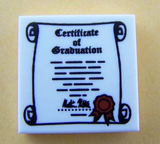   White Tile 2 x 2 Certificate of Graduation Scroll w Red Ribbon NEW