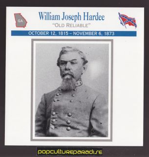 William Joseph Hardee Confederate Leader U s Civil War Card Georgia
