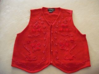 Womens Red Christmas Sweater Vest Large New