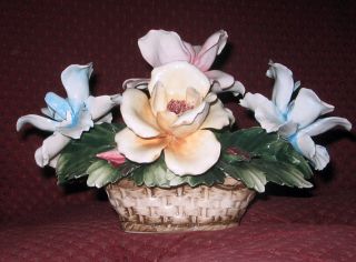 Capodimonte Porcelain Italy Floral Basket Lovely Must See