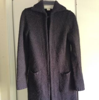 CREW Dark Gray Grey Long Sweater Alpaca Coat Jacket Cardigan Size M