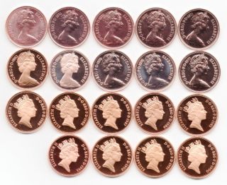 1971 to 1993 PROOF TWO PENCE (2p) COINS   ALL COINS ARE FROM THE