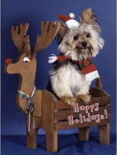 Pet Christmas CardsDog Yorkshire Terrier Yorkie Reindeer