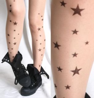 Trendy Harajuku Street Fashion Star False Tattoo Sheer Airbrush