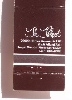  Matchbook The Parkcrest Motel Harper Woods MI Wayne Co Michigan