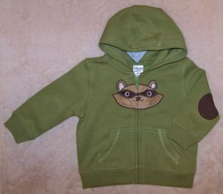 Gymboree Baby Raccoon Green Hooded Zip Jacket 3 6