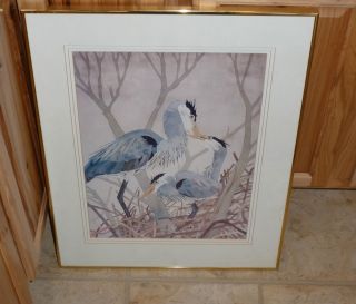 Framed Limited Edition Grey Heron by Dan Goad 535 750