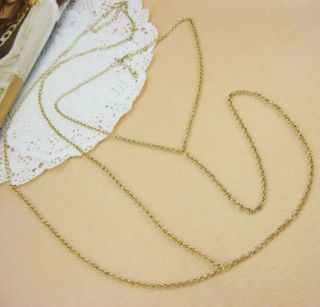 Body Jewelry Gold Necklace to Waist Belly Belt Cross Link Thin Waist