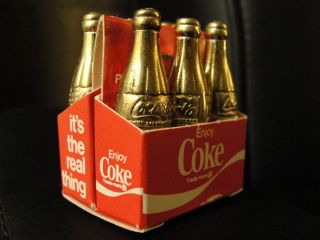  Cola Miniature Bottles in Red Case Coke 6 Pack Mini Gold Bottle