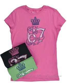 New Womens Ralph Lauren Polo Jeans Co 67 T Shirt Pink Green Crown Slim