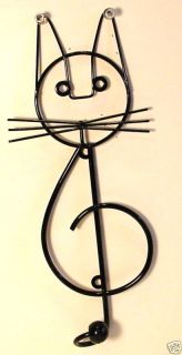 CAT WALL HOOK Black Wire Kitty Kitten Treble Clef Styled Hook Abstract