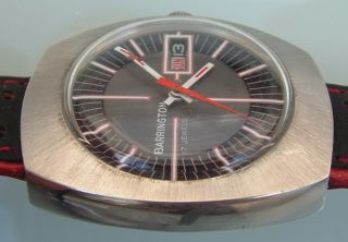  70s Barrington All SS Manual Wind Watch with Great 2 Tone Dial