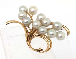 Vintage Mikimoto 14k Gold Ladies Pearl Pin Brooch