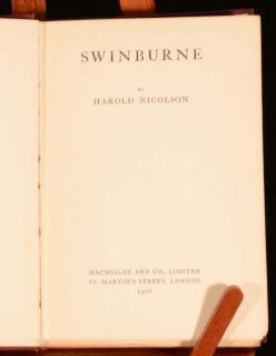 1926 Swinburne by Harold Nicolson Poems and Ballads