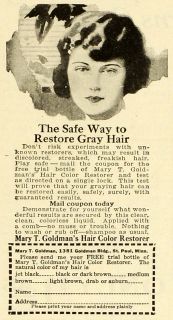 1922 Ad Mary T. Goldman Gray Hair Care Color Restorer Dye Beauty St