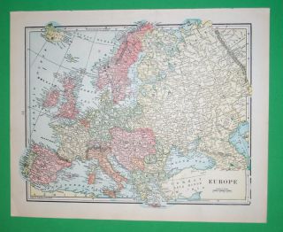 RARE 1903 Europe England Wales Maps Full Color