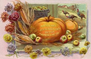 Thanksgiving Peace Plenty Tuck Harvest Repro Greeting Card