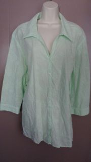 Women Plus Sag Harbor Green Embroidered Top Size 3X Excellent Shape