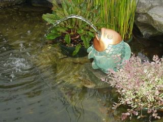 Green Gold Fish Pond Spitter Small Water Garden Spouter Statuary