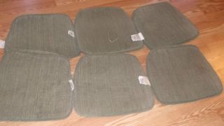 Lot of 6 Green Chair Pads with Grip Bottoms