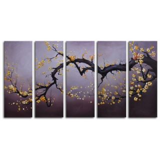  Japanese Branch Charcoal Sky 5 Piece Canvas Art Set   M 2009