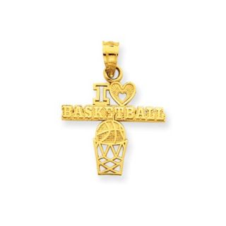 Jewelryweb 14k I Heart Basketball Pendant   QTP102163NC