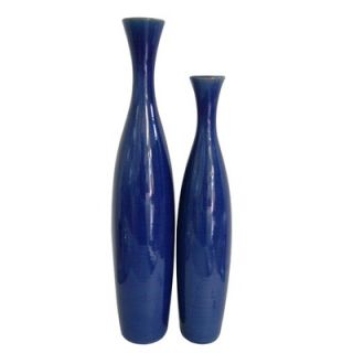 Howard Elliott Ceramic 19 and 22 Tall Vase in Cobalt Blue Glaze