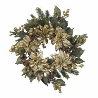 Nearly Natural 24 Golden Poinsettia Wreath