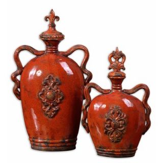 Uttermost Raya Container in Distressed Crackled Burnt Orange (Set of 2