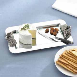 Towle Silversmiths Copper Plated Cheese Tray with Cheese Knife & Glass