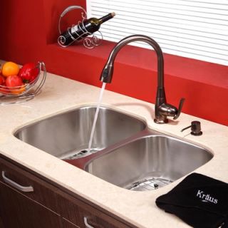 Kraus 32 inch Undermount Double Bowl Stainless Steel Kitchen Sink with