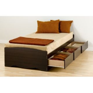 Prepac Twin Platform Storage Bed with Three Drawers in Espresso
