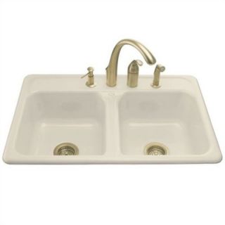  Kitchen Sink in Almond with Four Hole Faucet Drilling   K 5817 4 47