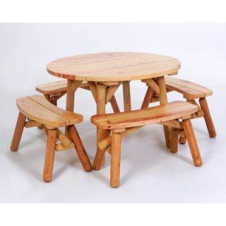 Rustic Cedar Log Picnic Table