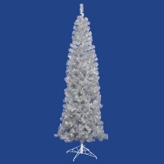 Artificial Pencil Christmas Tree with Clear Lights in Silver