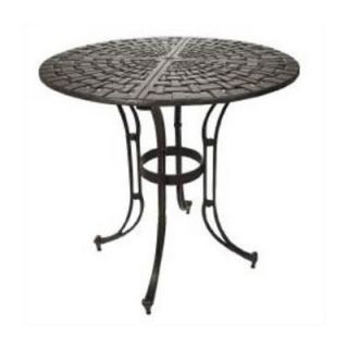 Windham Castings Round Woven Top Bar Table with Scroll Base