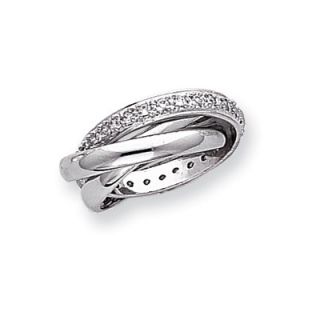 Jewelryweb Sterling Silver CZ Rolling Ring   QTR77064SS / QTR77065SS