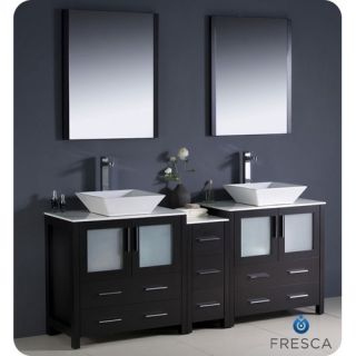Torino 72 Modern Double Sink Bathroom Vanity with Side Cabinet and