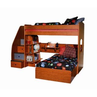 Rustic Twin over Twin Bunk Bed with Reversable Stairs and Storage