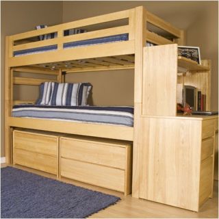 Graduate Series Extra Twin over Twin Long Bunk Bed with Built In La