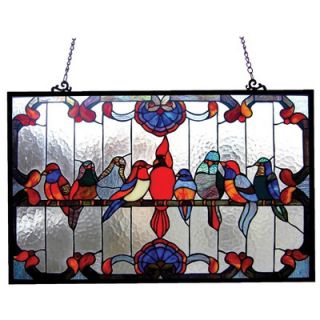 Chloe Lighting Tiffany Style featuring Gathering Birds Window Panel