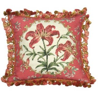123 Creations Tiger Lily 100% Wool Needlepoint Pillow   C229.18x18