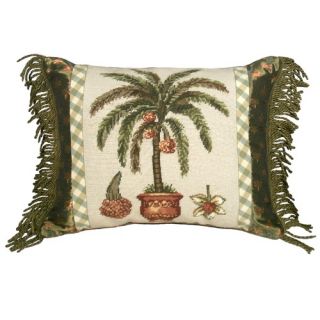 Palm Tree 100% Wool Needlepoint Pillow with Fabric Trimmed