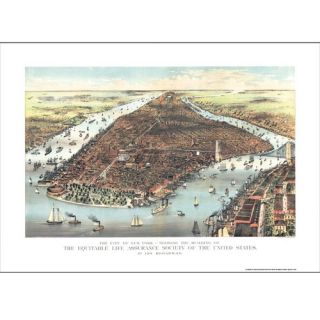 New York 1883 Historical Print Mounted Wall Map