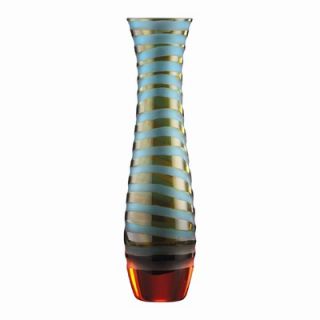 Cyan Design Large Stripe Vase in Cyan Blue and Orange   00075