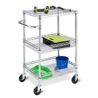 Honey Can Do Three Tier HD Urban Rolling Cart in Chrome   CRT 01451